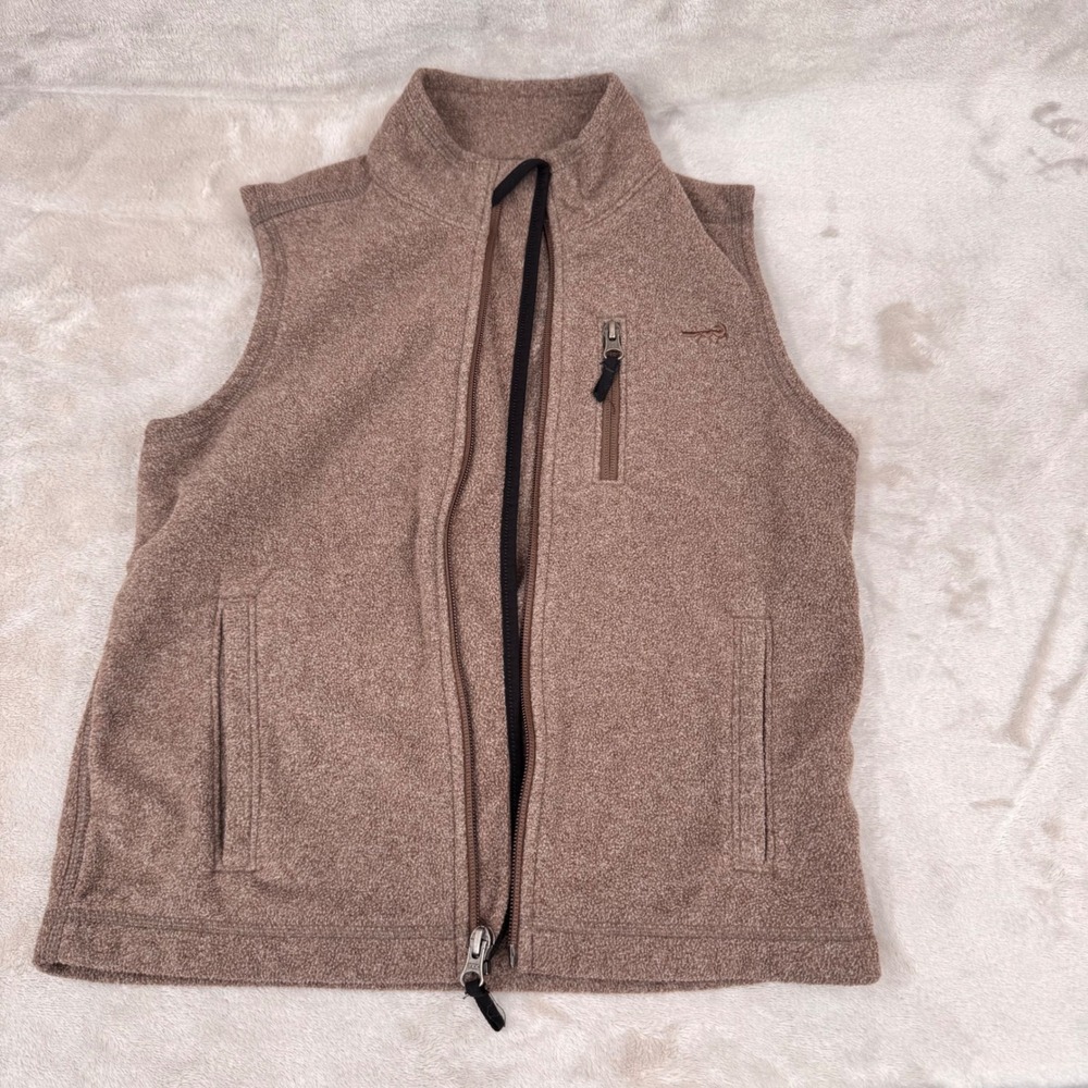 Class Club Boys Fleece Vest Brown Full Zip Sleeveless Jacket Size 8 Fox Logo